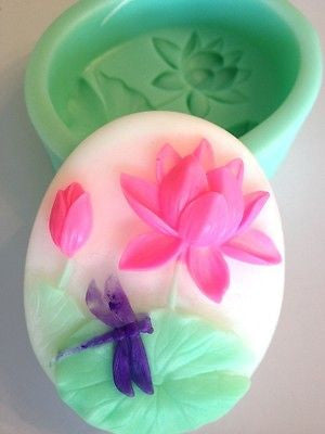 Dragonfly on Lotus Oval Silicone Mould LAST ONE SPECIAL