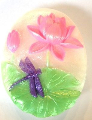 Dragonfly on Lotus Oval Silicone Mould LAST ONE SPECIAL