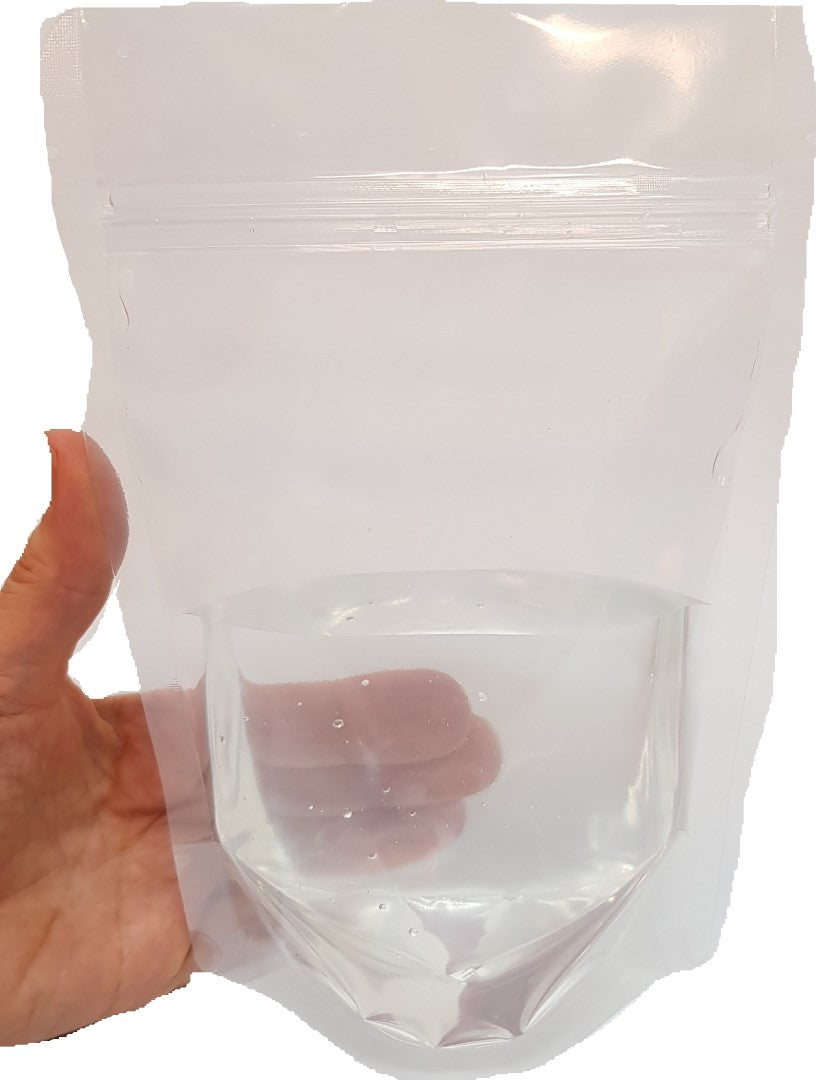 Clear Gusseted Stand Up Zip Lock Plastic Bags 70-200gm (200ml) (#1) 170x110